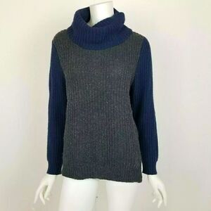 41 Hawthorn Size Medium Gray & Blue Chunky Knit Benton Cowl Neck Sweater Top